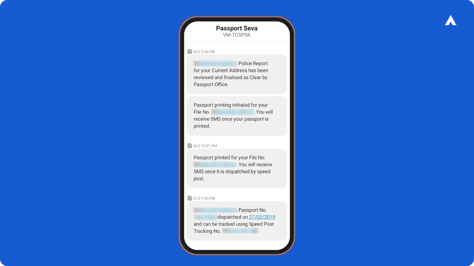 Passport Tracking Status SMS