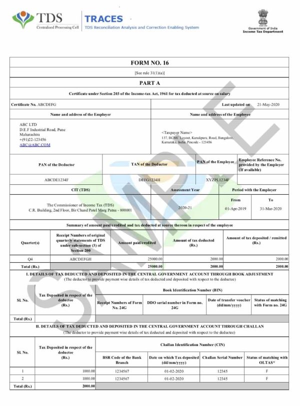 Form 16 - Part A