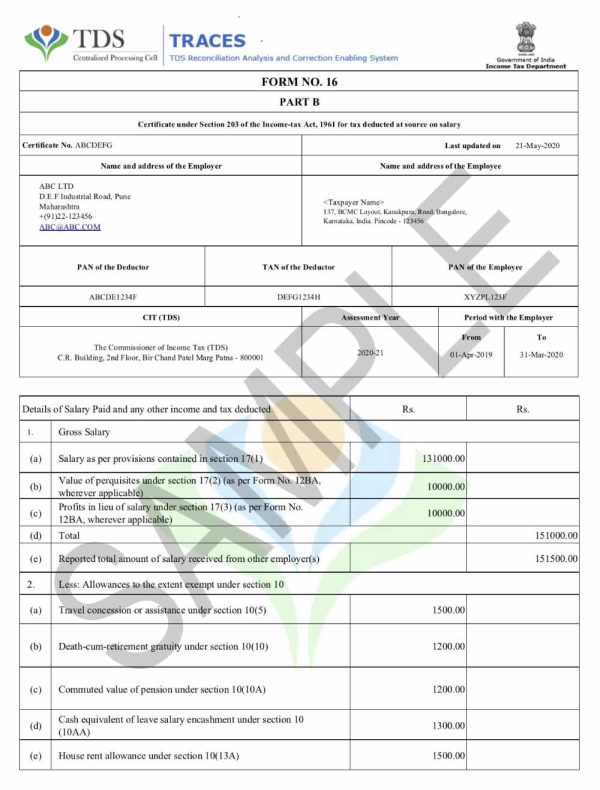 Form 16 - Part B